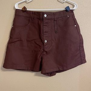 Zara leather maroon shorts